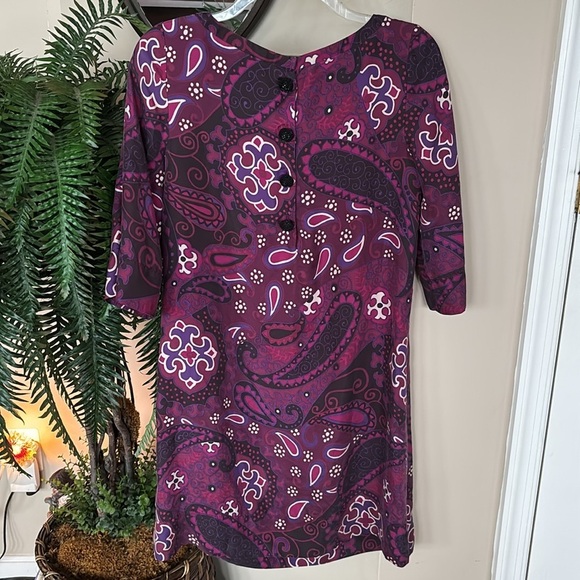 NWOT Banana Republic 100% Silk Shift Dress Beaded Button Up Back Burgundy Mod - Picture 7 of 14